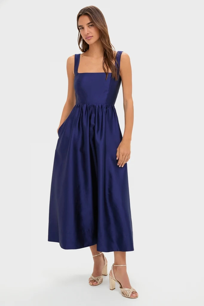 Navy Dupioni Esme Dress | Tuckernuck (US)