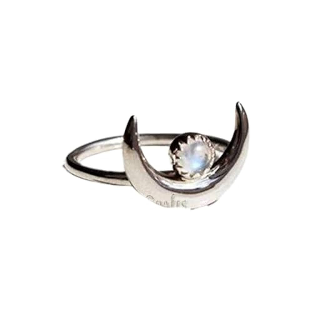 Minimalist Handmade Crescent Moon Ring, Truly Handcrafted Jewelry, Solid 925 Silver Jewelry, Boho... | Amazon (US)