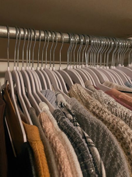 Slim clothes hangers , closet space, more room in closet! 

#LTKunder50 #LTKhome #LTKfamily