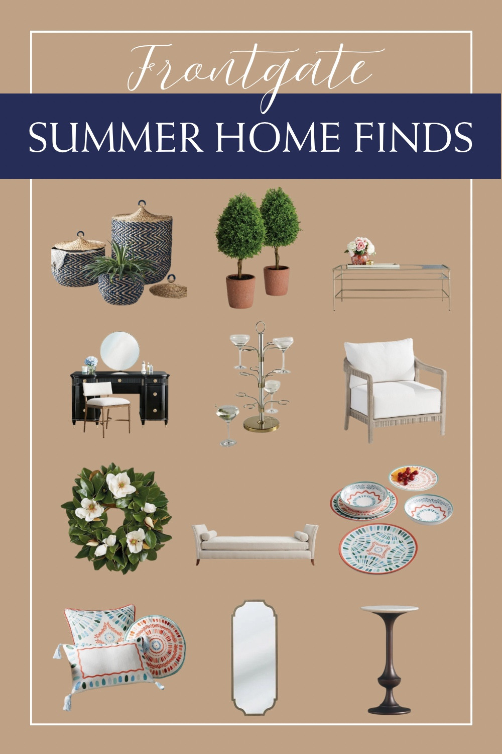 Check out these new and trending home finds from @frontgate to brighten up your summer spaces! ☀️🍉⛱️🌊🐚