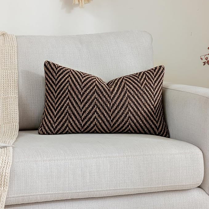 vctops Boho Throw Pillow Cover Brown and Black Knitted Woven Pillow Cushion Cover Arrow Knit Deco... | Amazon (US)