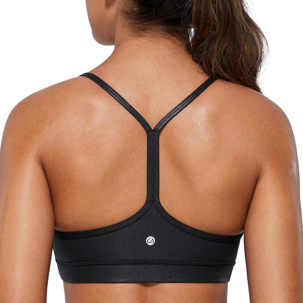 CRZ YOGA Butterluxe Womens Y Back Sports Bra - Padded Racerback Low Impact Spaghetti Thin Strap W... | Amazon (US)