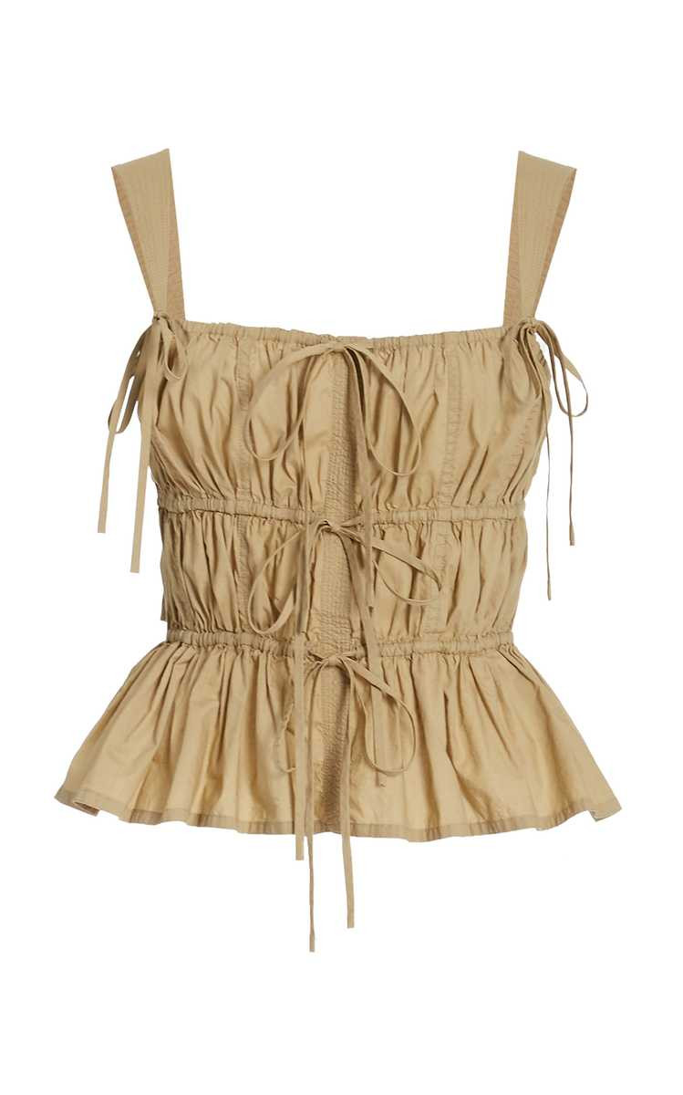 Lulu Ruched Peplum Cotton Top | Moda Operandi (Global)