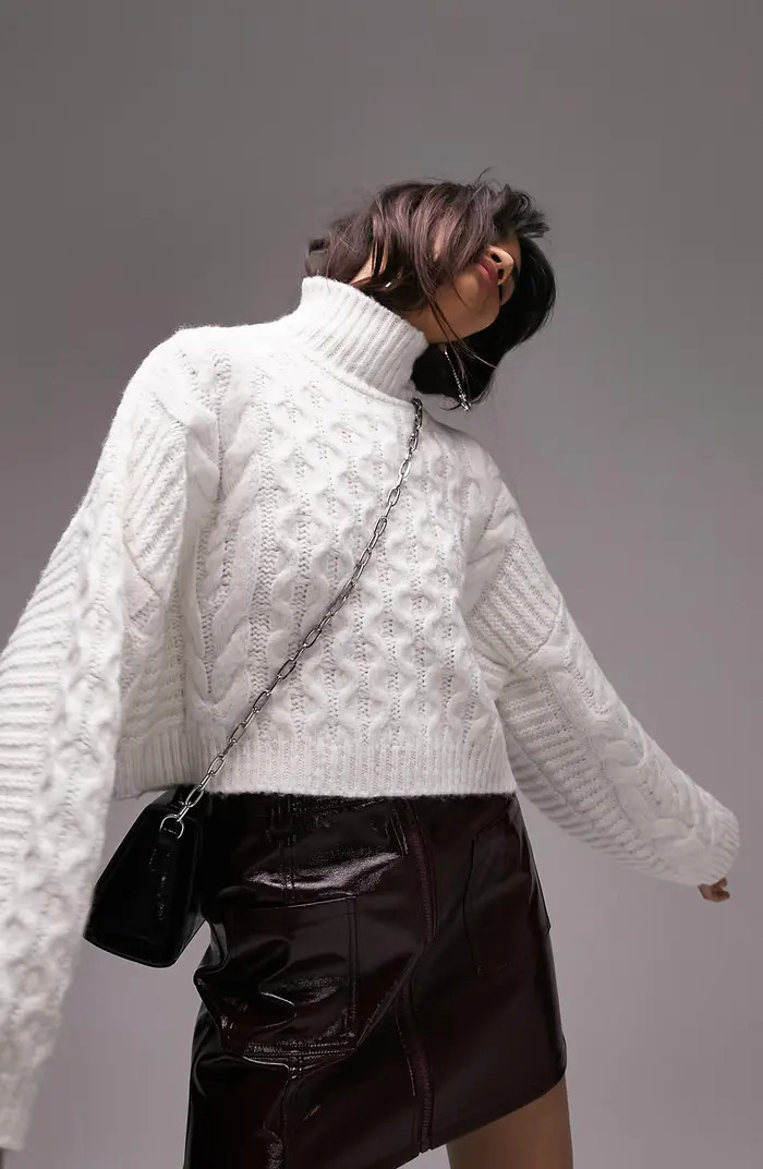 Topshop Turtleneck Cable Stitch Sweater | Nordstrom | Nordstrom