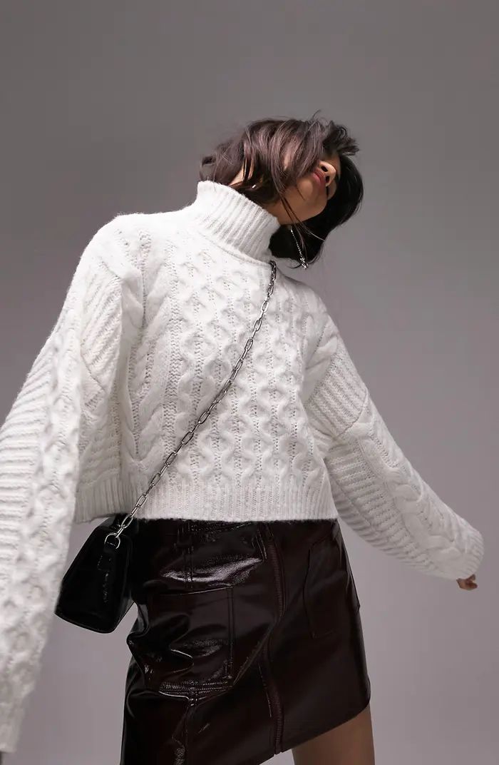 Topshop Turtleneck Cable Stitch Sweater | Nordstrom | Nordstrom