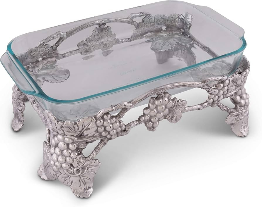 Arthur Court Metal Pyrex Glass Casserole Dish Holder Elevated Grape Pattern Sand Casted in Alumin... | Amazon (US)