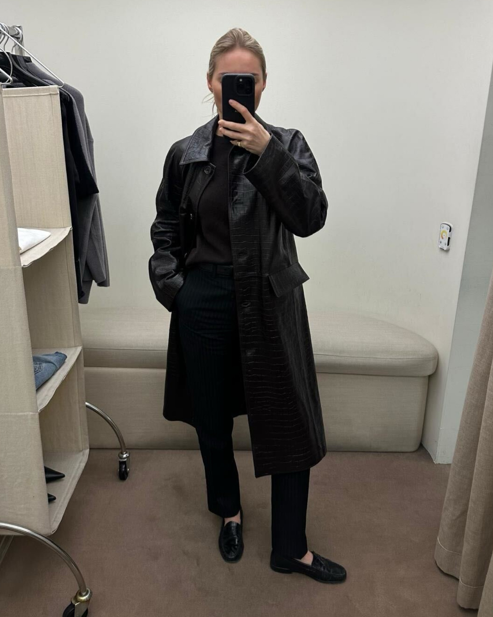 Croc effect trench 🖤

Toteme | mytheresa | transitional outfit | loafers

#LTKStyleTip #LTKWorkwear