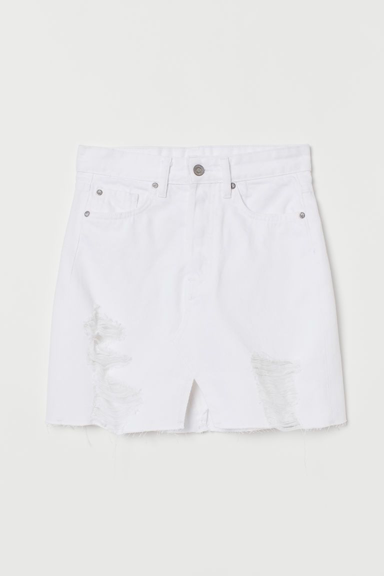 H & M - Denim Skirt - White | H&M (US + CA)