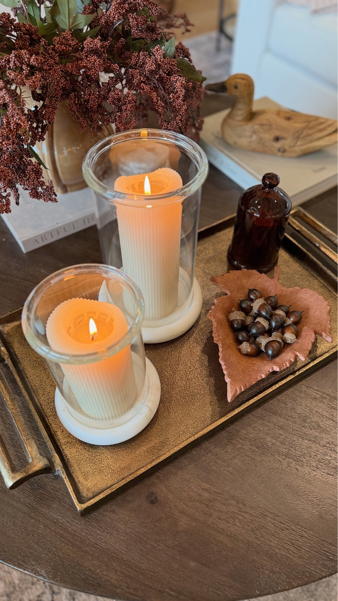 These gorgeous marble glass hurricane candle holders are back in stock and 30% off right now for Labor Day! I love the cozy ambience of these—I keep them on our coffee table year round!

#LTKHome
