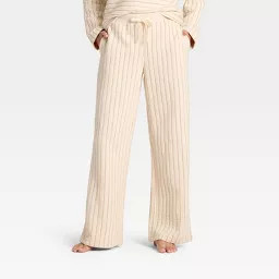 Women's Quilted Wide Leg Lounge Pants - Auden™ Cream S | Target
