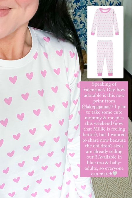 Valentine’s Day pajamas for the whole family! These adorable pink heart pajamas from LAKE are also available in blue hearts and red kisses. They come in sizes baby-adults and are the softest Pima cotton pjs. Mommy and me, matching mom, pink, valentines clothing. Perfect for vday! #valentinesday #valentines #valentinesoutfit #mommyandme #matchingmom 

#LTKkids #LTKGiftGuide #LTKunder100