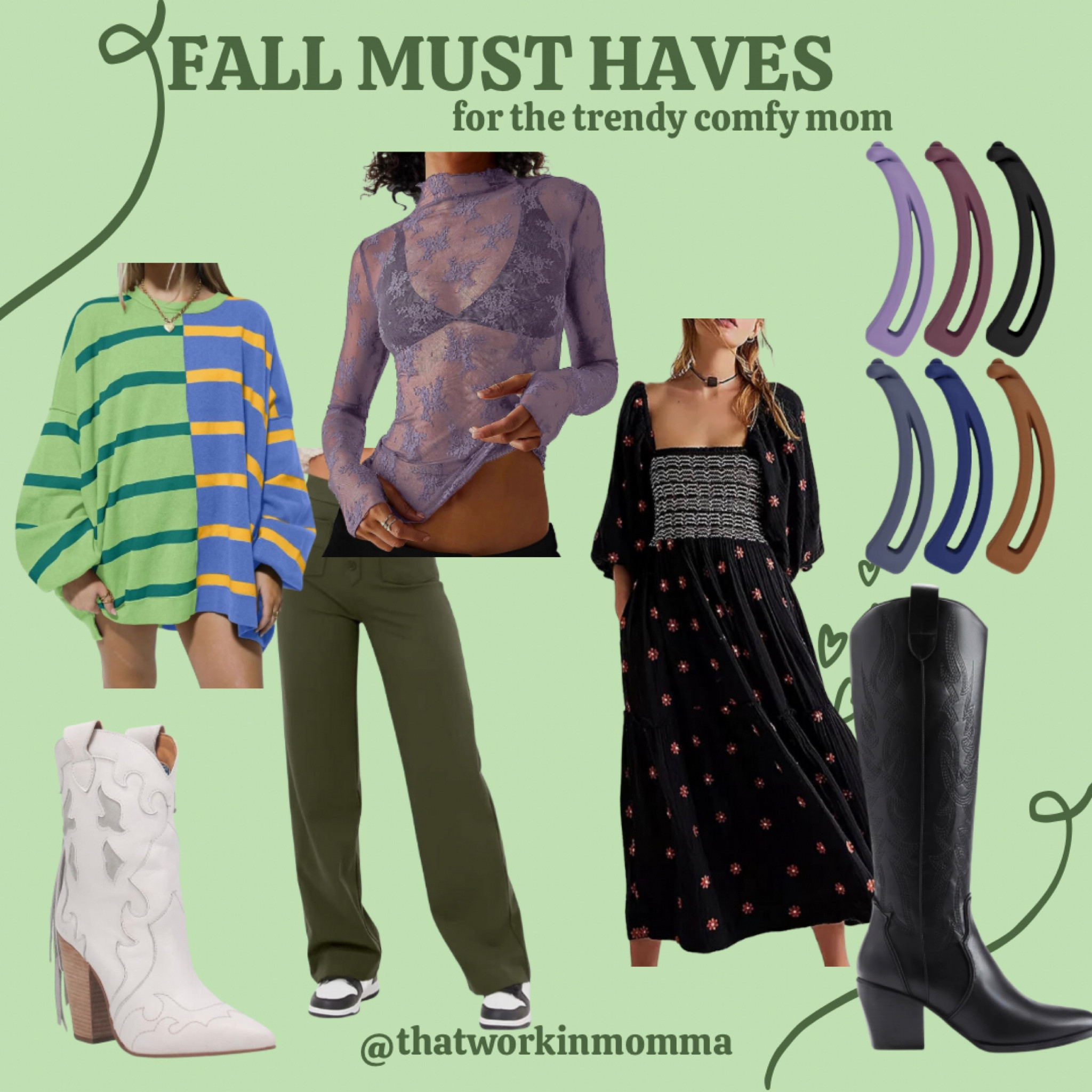 Oversized sweaters. Relaxed fit pants. Boots. Western boots. Cowboy boots. Banana clips and flowy dresses are my must haves for FALL!! 

#LTKunder100 #LTKworkwear #LTKSeasonal