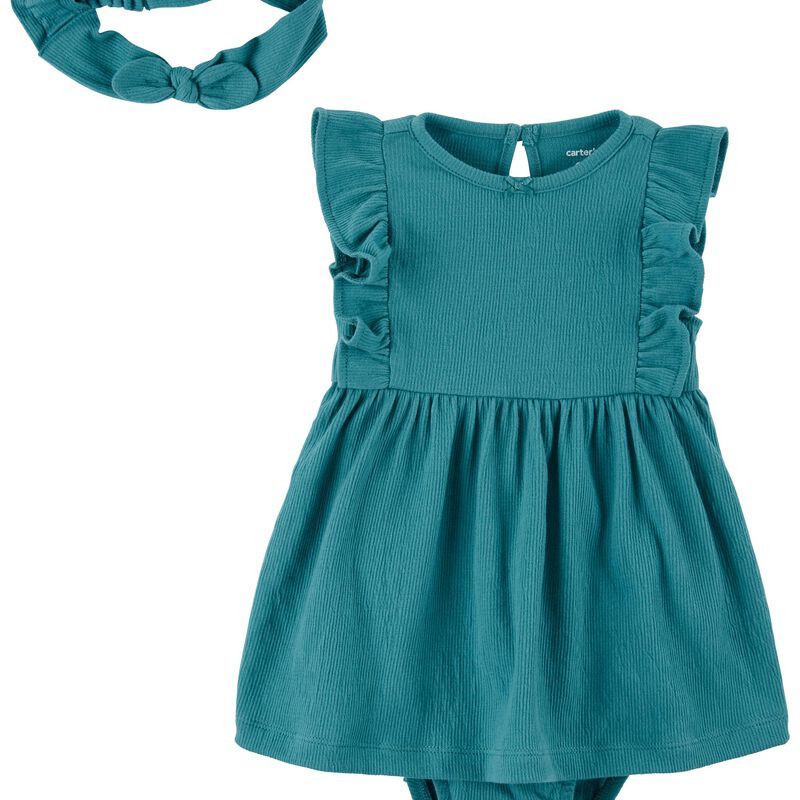 2-Piece Bodysuit Dress & Headwrap Set | Carter's