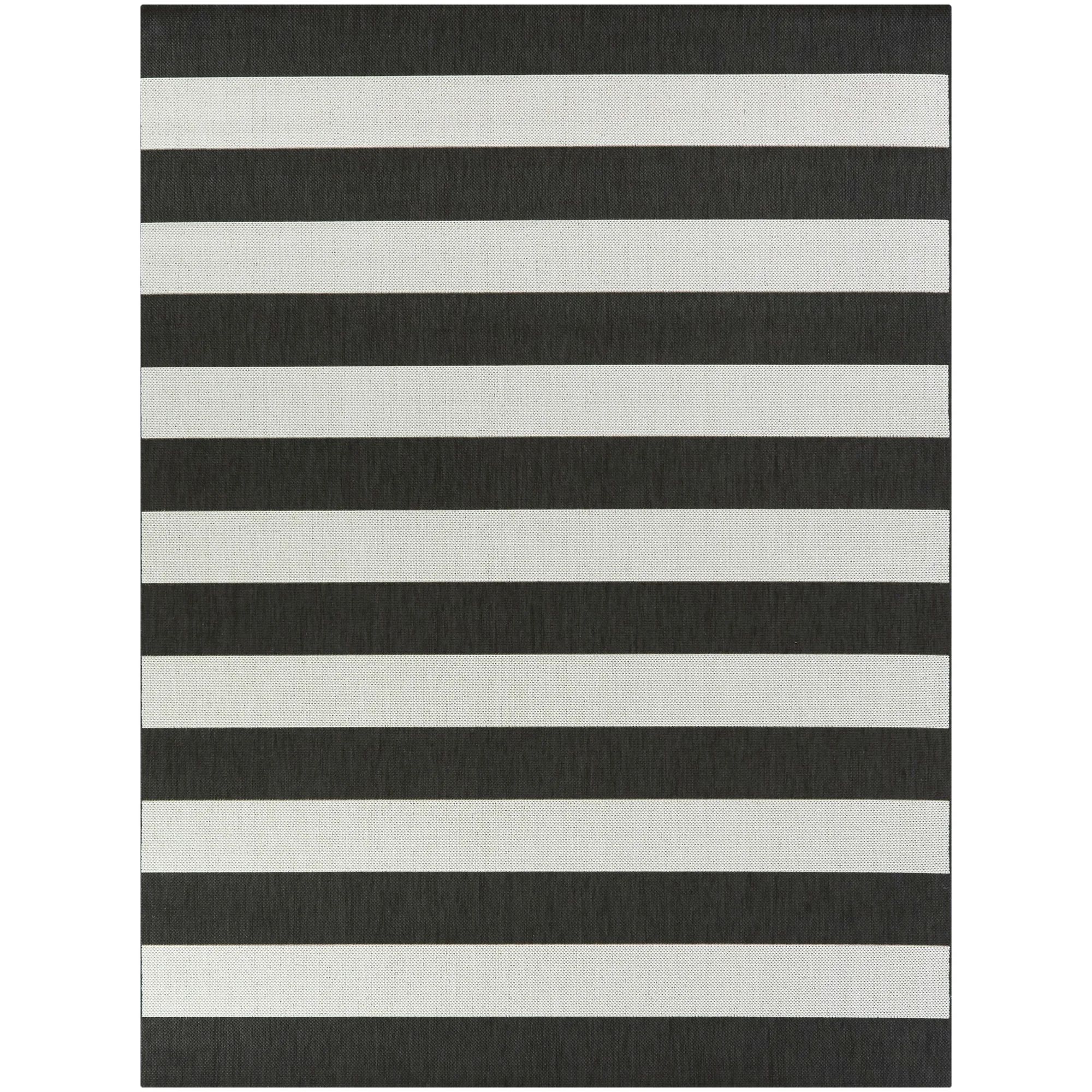 Gonsalez Striped Black/Off-White Indoor / Outdoor Area Rug | Wayfair North America