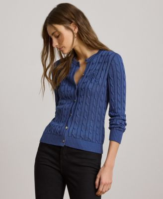 Lauren Ralph Lauren Womens Crewneck Buttoned Placket Cardigan Sweater | Macy's