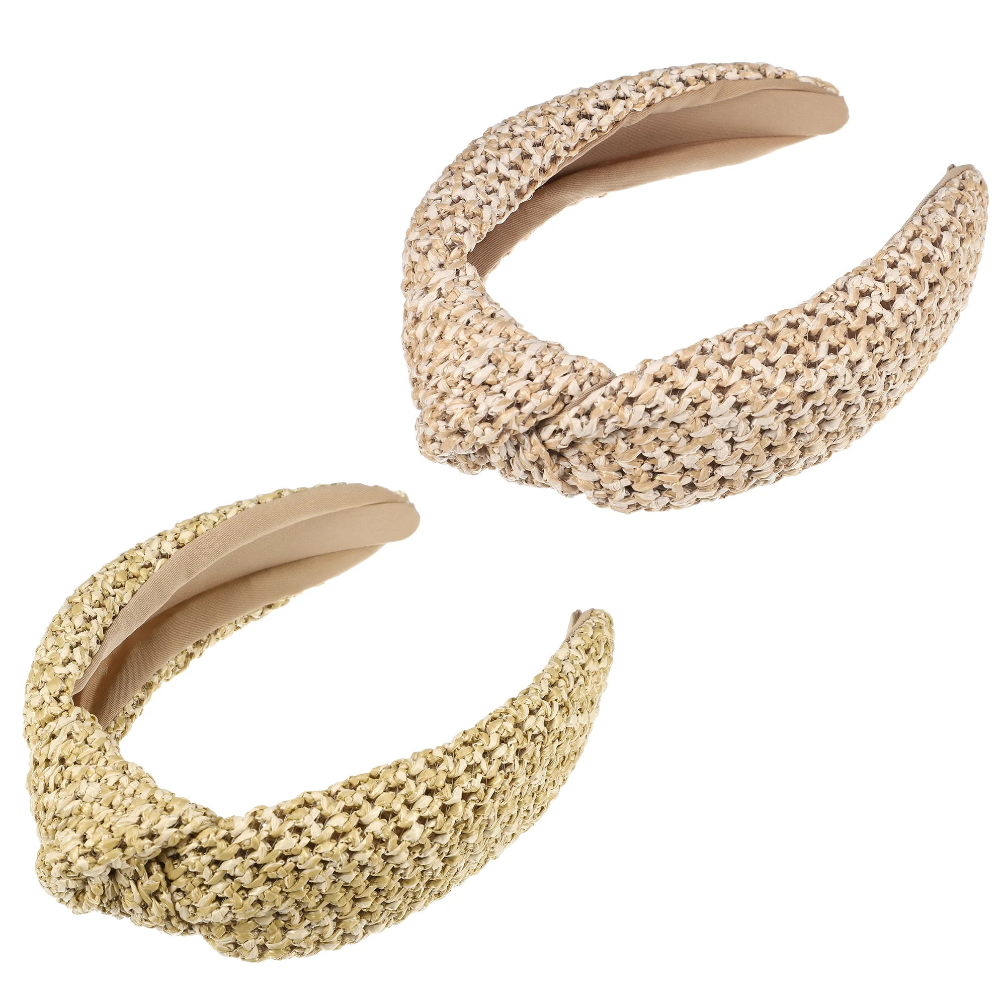Unique Bargains 2 Pcs Straw Rattan Sponge Headband Bohemian Style Knotted Hair Hoop for Women and... | Walmart (US)