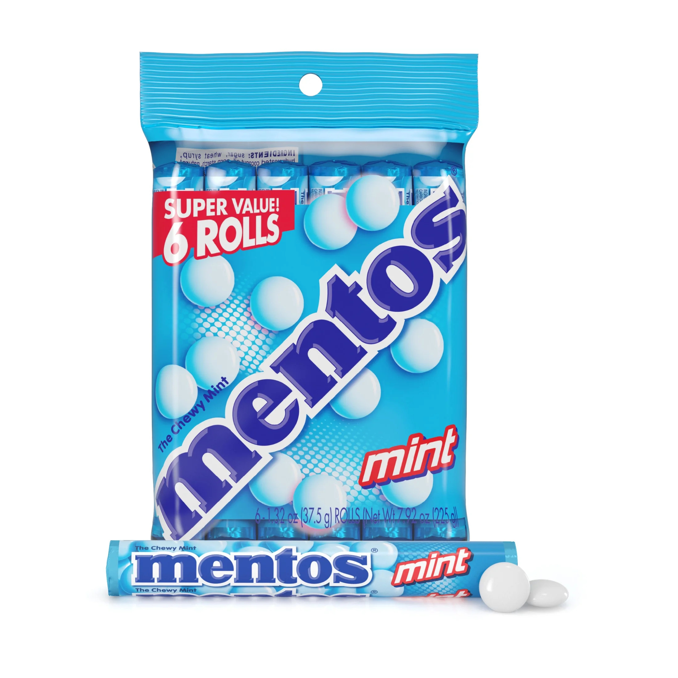 Mentos Peppermint Chewy Mint Candy Roll, 1.32 oz, pack of 6 - Walmart.com | Walmart (US)