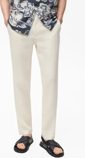 Slim Fit Flat Front Linen Pants | Nordstrom