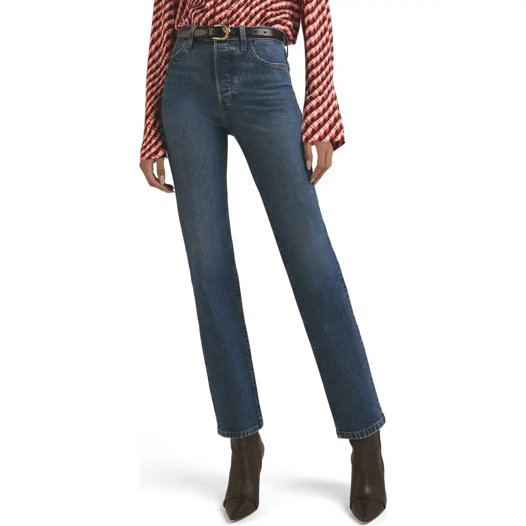 Favorite Daughter The Valentina High Waist Straight Leg Jeans in Essex at Nordstrom, Size 23 | Nordstrom