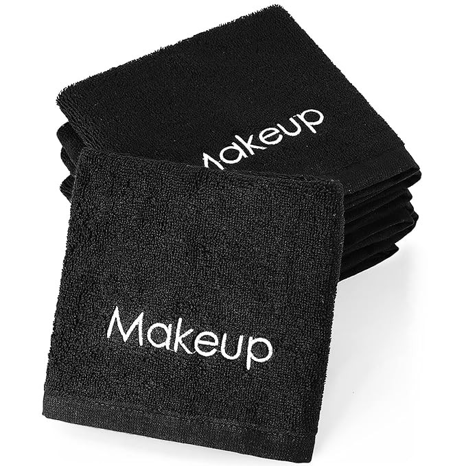Panelee 13 Inch Makeup Washcloths Black Makeup Towels Cotton Face Wash Cloths Bulk Facial Remover... | Amazon (US)