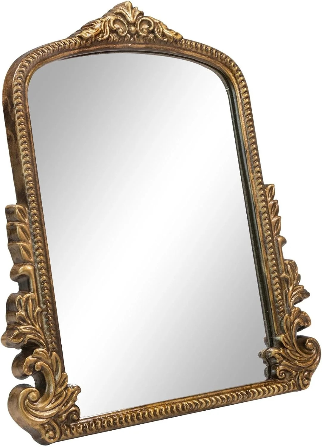 Vintage Gold Makeup Desk Mirror, Antique Traditional Vanity Table Mirror, Small Carved Arched Sta... | Walmart (US)