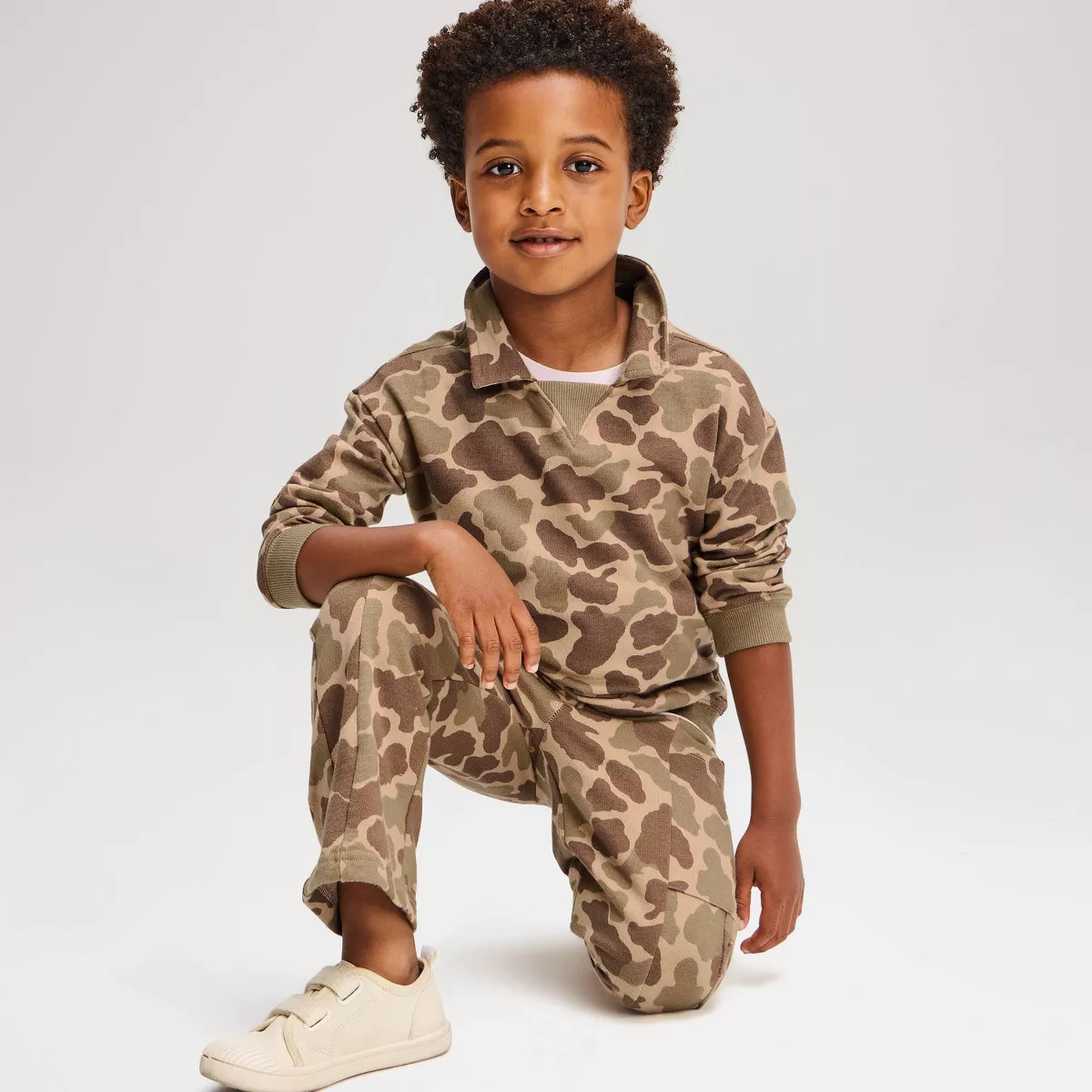 Toddler Boys' French Terry Polo Crewneck - Cat & Jack\u2122 Sand 4T | Target