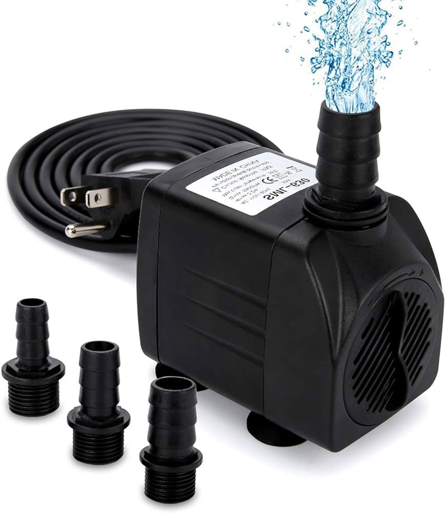 GROWNEER 550GPH Submersible Pump 30W Ultra Quiet Fountain Water Pump, 2000L/H, with 7.2ft High Li... | Amazon (US)