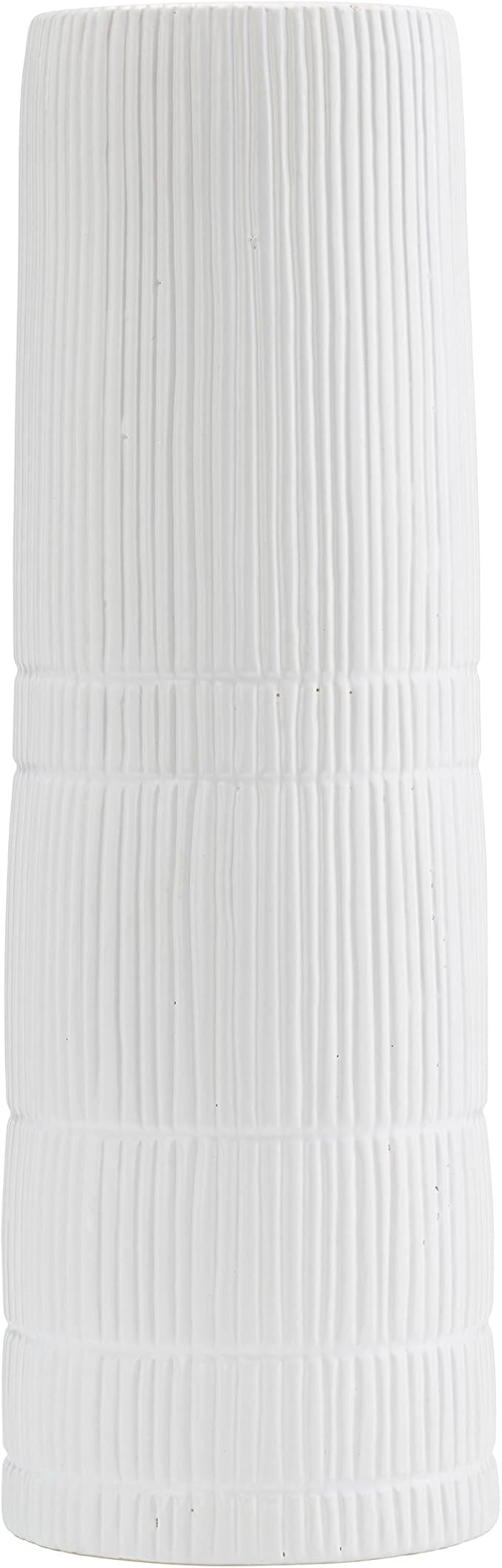 Sagebrook Home Ceramic 18" H Lined Cylinder Vase, White, Cylinder, Ceramic, Contemporary, 6" L X ... | Amazon (US)