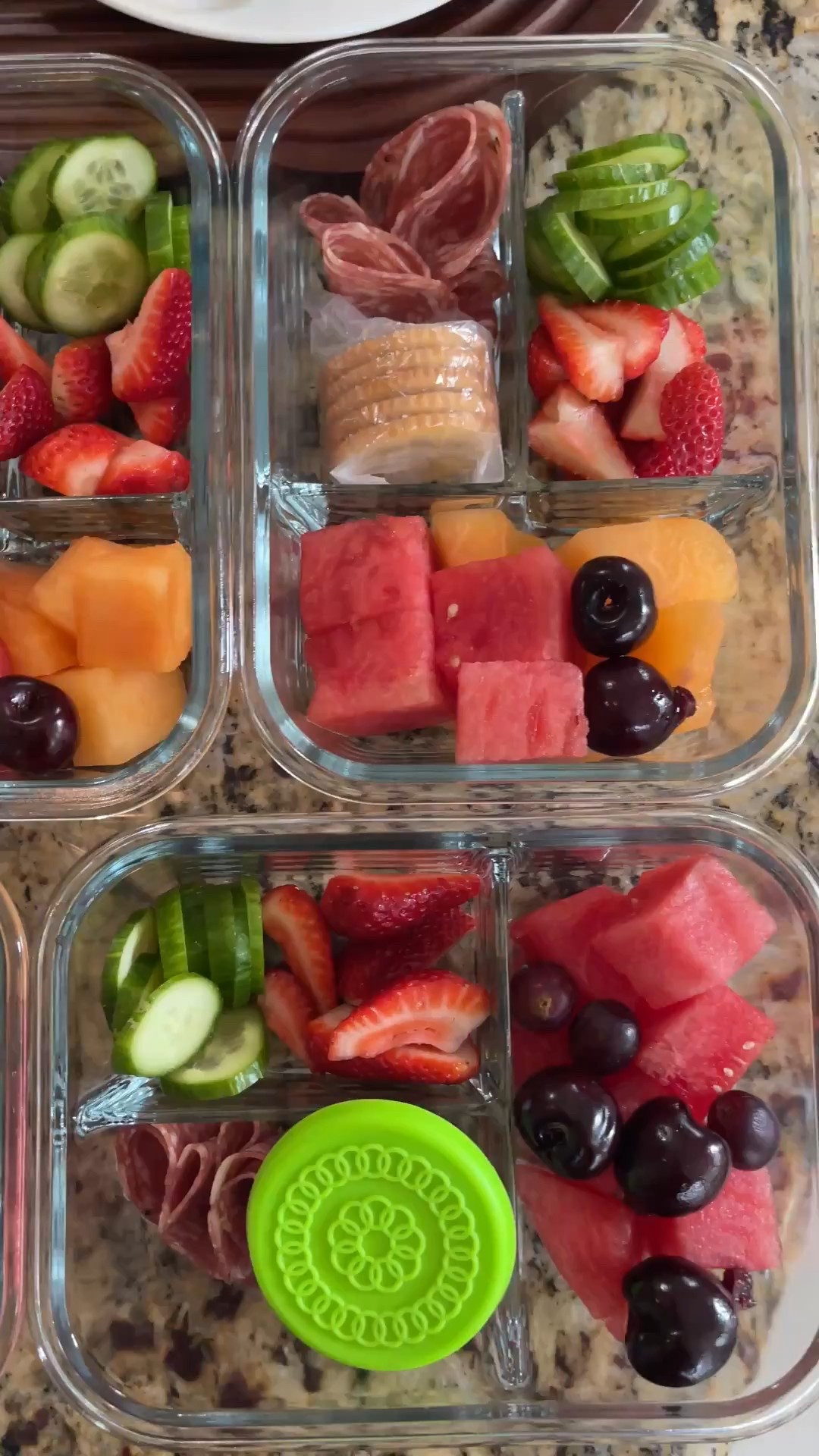 I keep my family of 4 fed with snack bento boxes throughout the summer and school year. Meal prep and pack these portioned glass food storage containers for the week. I like to go with a charcuterie theme with cheese, salami, fruits and berries. I also add some hummus or tzatziki for protein. The divided sections help keep ingredients separated so you can plan meals ahead of time and keep ingredients fresh where you can see them! 

#LTKFindsUnder50 #LTKHome #LTKFamily