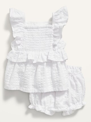 Ruffle-Trim Seersucker Dress and Bubble Set for Baby | Old Navy (US)