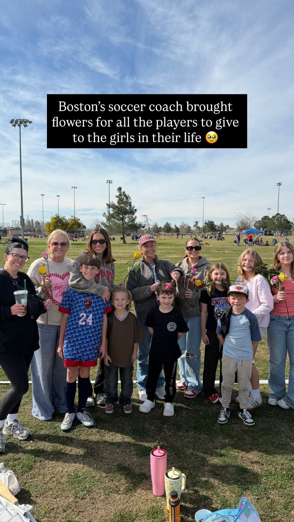 Boston’s soccer coach brought flowers for all the players to give to the girls in their life 🥹