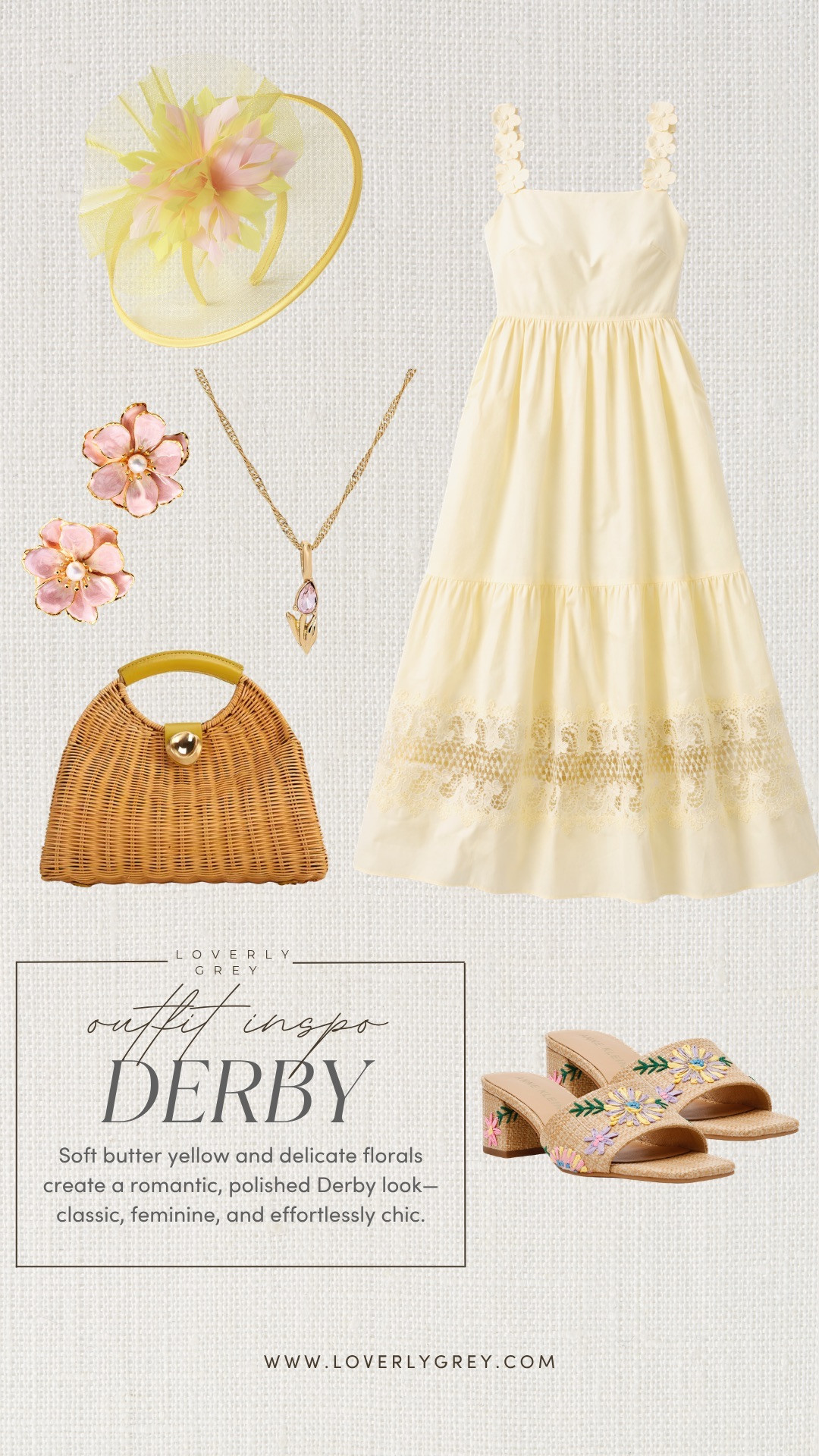 Butter yellow and soft florals for a fresh Derby look 🌼✨ lace-trim maxi, statement hat, woven bag, and embroidered sandals are effortlessly feminine for spring events

Loverly grey, derby outfit, yellow maxi dress, spring event outfit, feminine spring style, garden party outfit, woven bag outfit, floral sandals, pastel outfit ideas, derby fashion, chic spring looks 

 #LTKSeasonal
