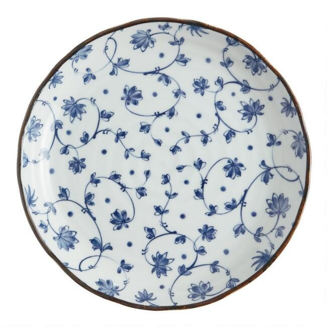 Blue And White Porcelain Floret Dinner Plate | World Market