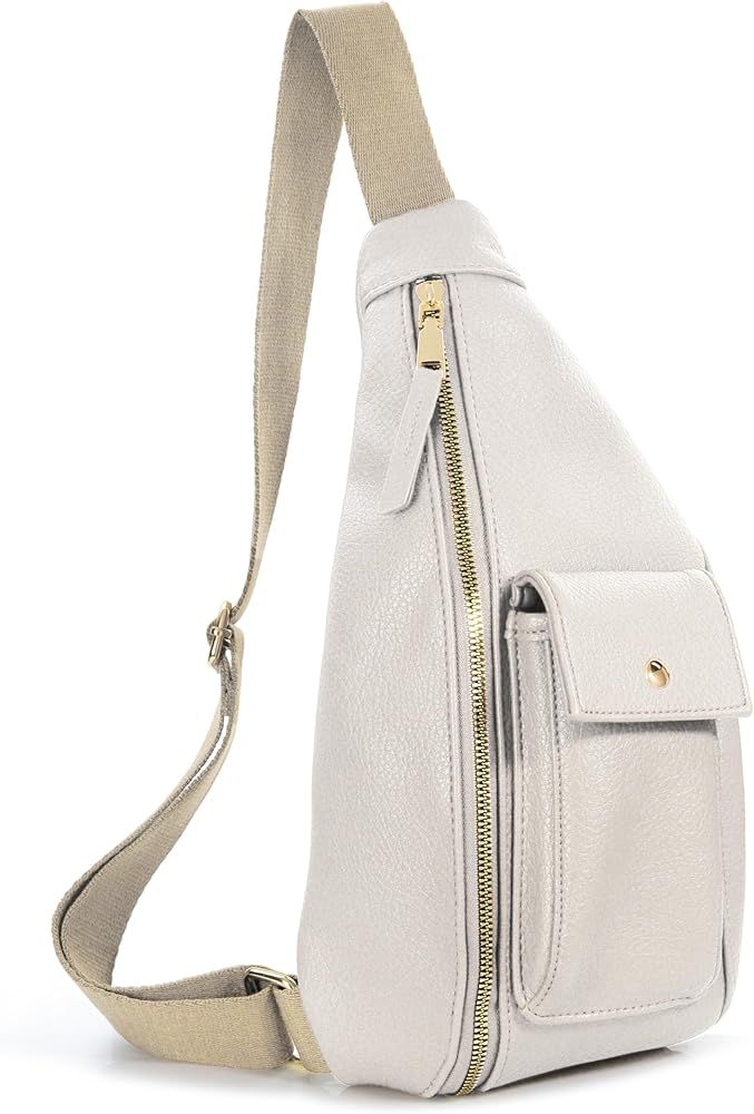 Women's Sling Bag Vegan Leather Fanny Packs Crossbody bag with Adjustable Shoulder Strap Chest Ba... | Amazon (US)