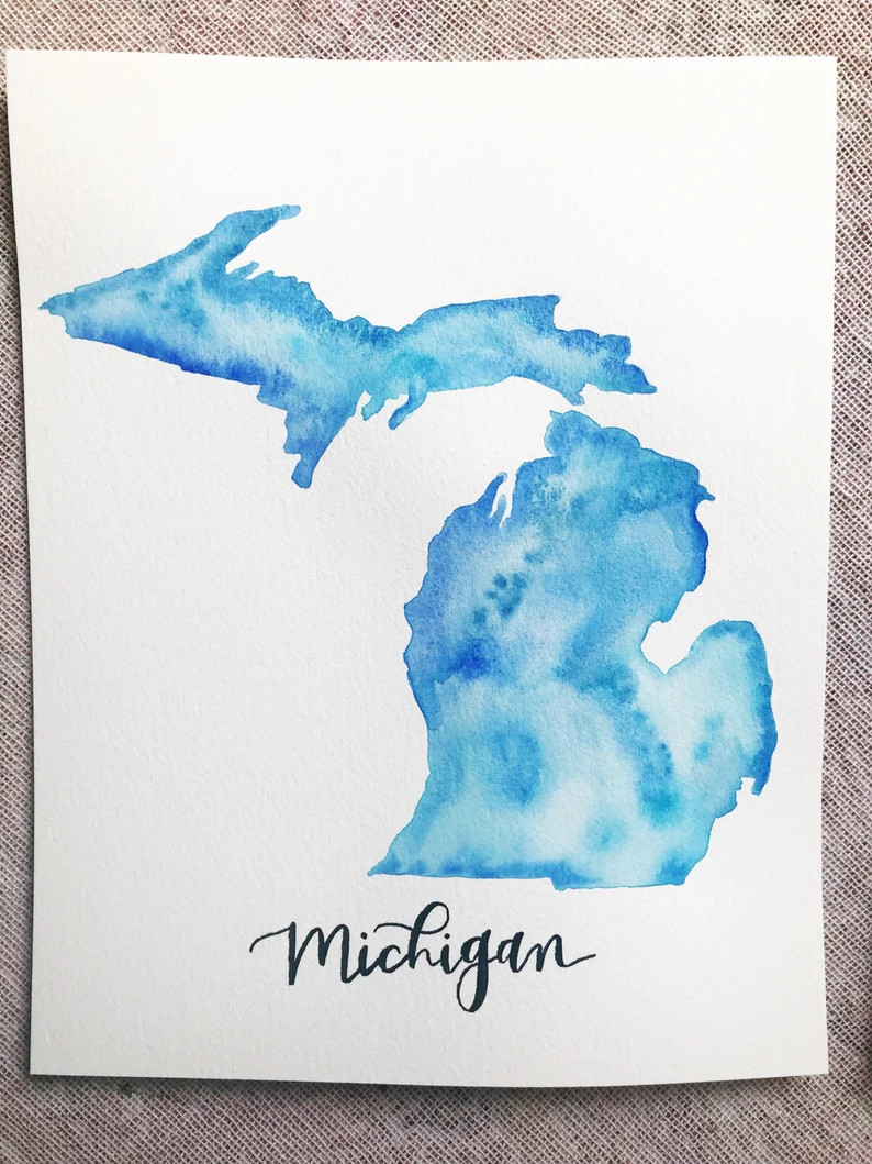 custom watercolor state | Etsy (US)