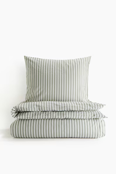 H & M - Cotton Twin Duvet Cover Set - Green | H&M (US + CA)