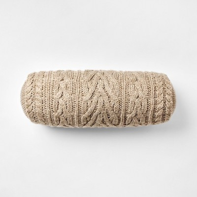 Knit Bolster Throw Pillow Dark Beige - Threshold™ designed with Studio McGee | Target