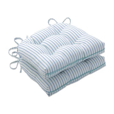 2pc Outdoor/Indoor Reversible Chair Pad Set Austin/Nash - Pillow Perfect | Target