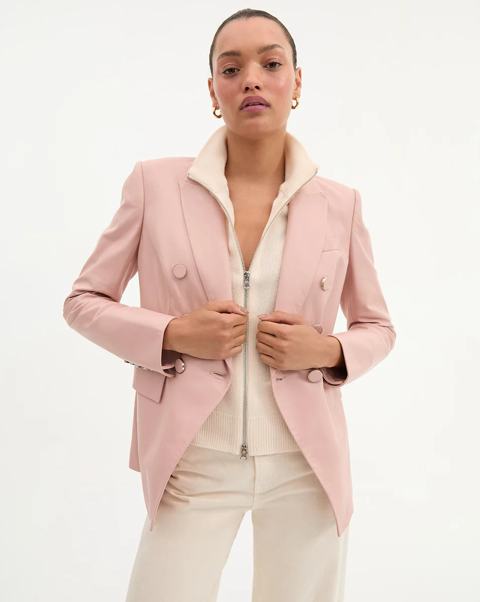 Miller Leather Dickey Jacket in Pink Clay | Veronica Beard | Veronica Beard