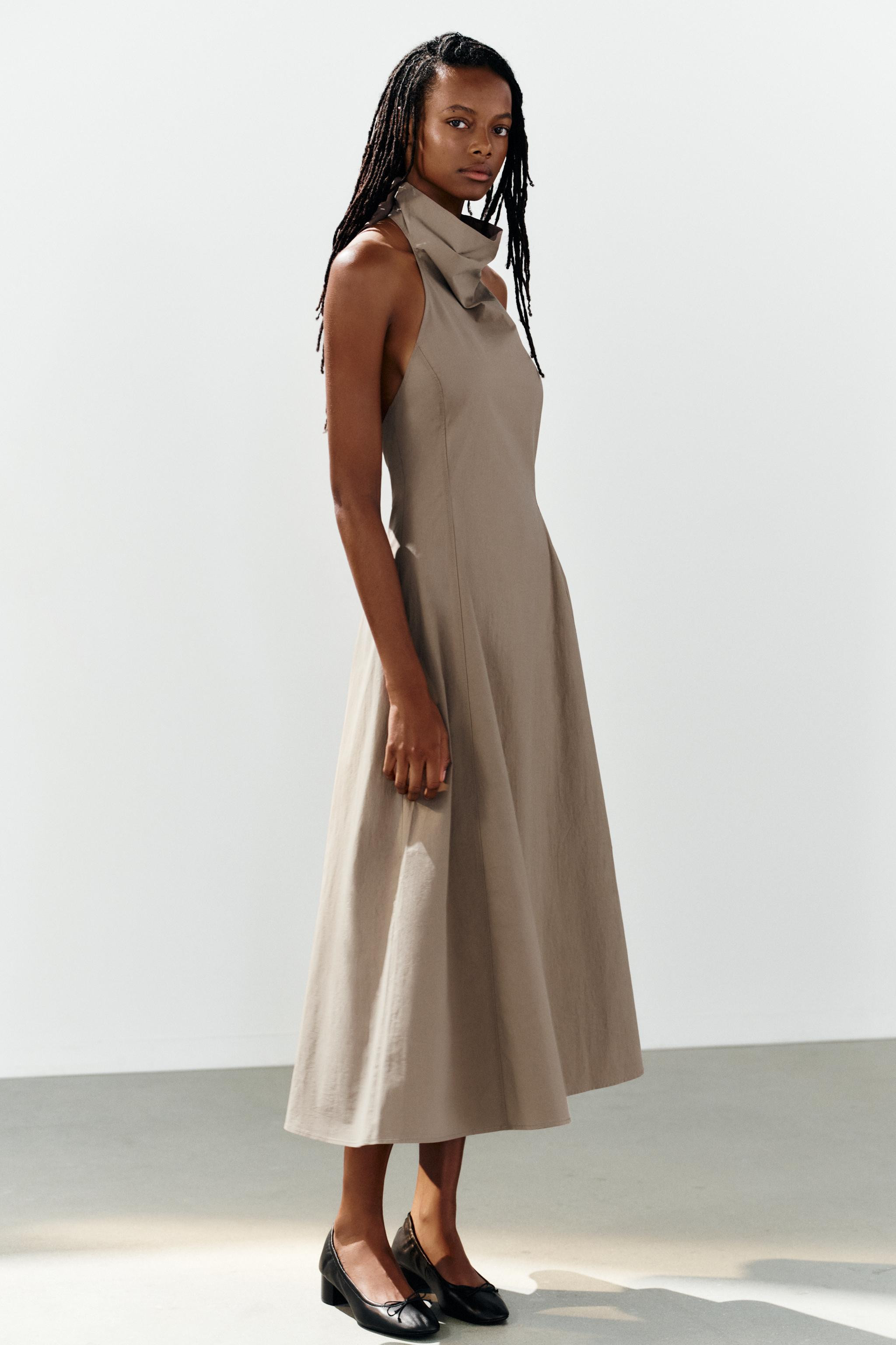 BUCKLE HALTER MIDI DRESS | Zara US