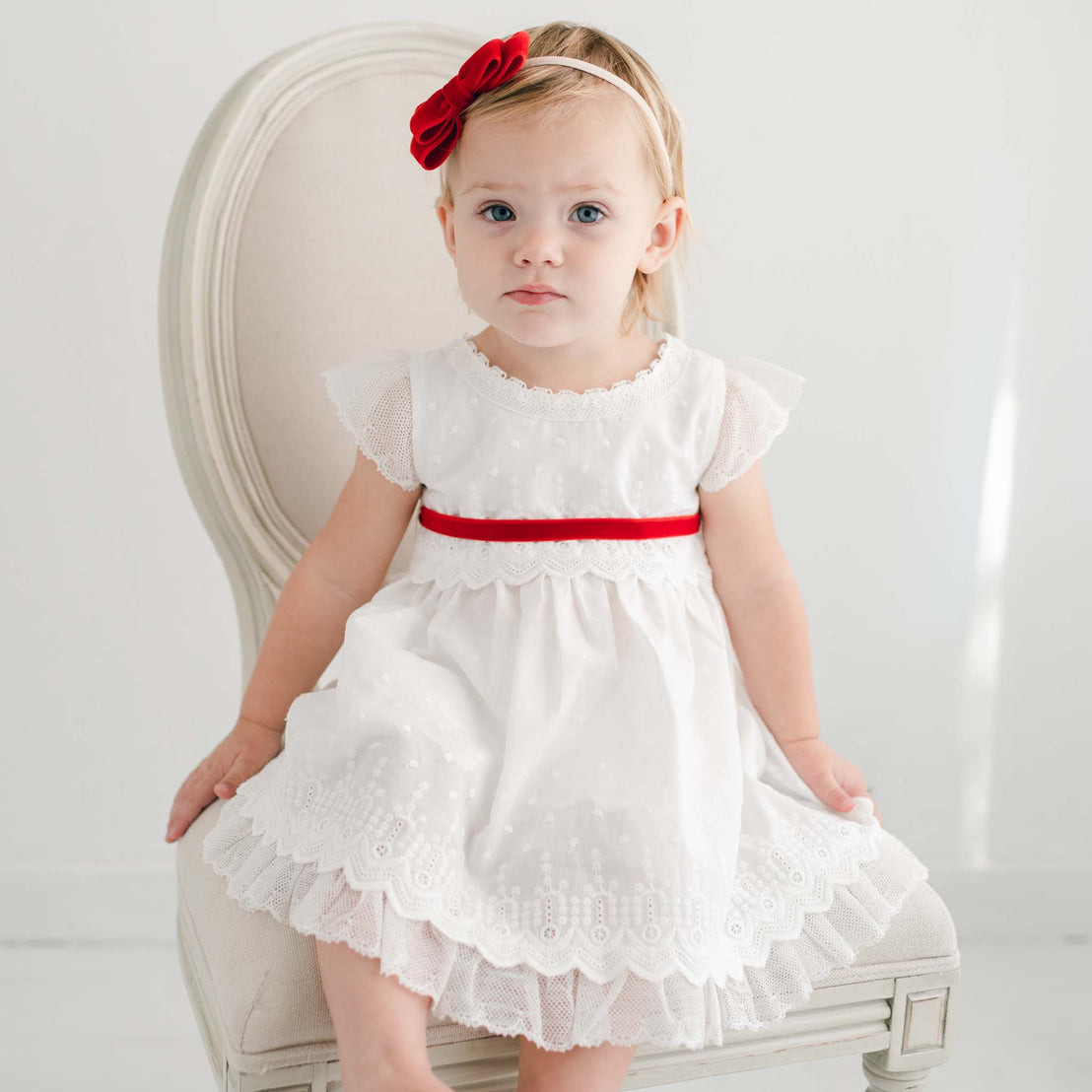 Emily Red Velvet Bow Headband | Baby Beau & Belle