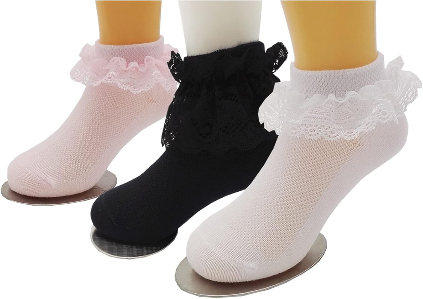 Girls Ruffle Lace Socks Toddler Frilly Dress Cotton Socks | Amazon (US)