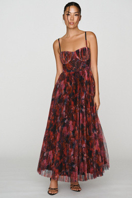 Hutch Amara Adjustable Corset Tulle Fit-and-Flare Midi Dress | Anthropologie (US)