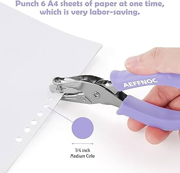 Single Hole Punch, One Hole Puncher with Soft Grip Handle, 1/4 Inch Paper Hole Punches, Small Hol... | Amazon (US)