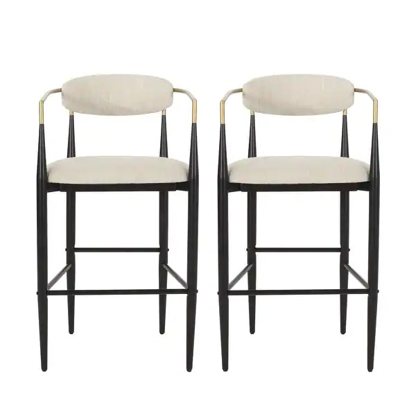 Elmore Fabric and Iron 30 Inch Barstools (Set of 2) by Christopher Knight Home - Overstock - 3629... | Bed Bath & Beyond