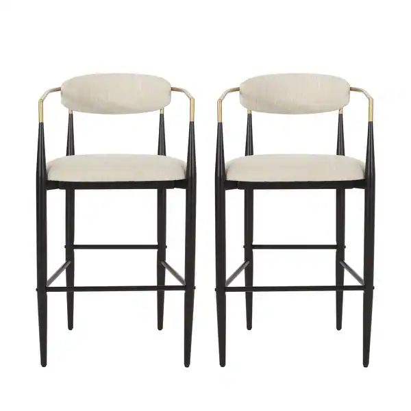 Elmore Fabric and Iron 30 Inch Barstools (Set of 2) by Christopher Knight Home - Overstock - 3629... | Bed Bath & Beyond