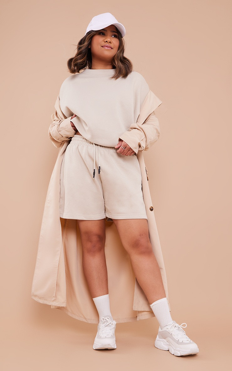 PLT Label Stone Oversized Boxy Sweatshirt | PrettyLittleThing US