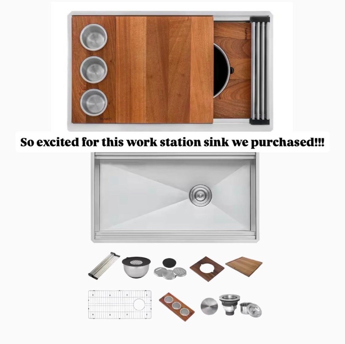 Starting our kitchen remodel and I think I’m most excited about an updated sink! This is a 39 inch workstation sink, but it also comes in a variety of sizes and includes super useful accessories 😍￼


#kitchensink #homereno #modernkitchen

#LTKHome #LTKmomlife #LTKSaleAlert
