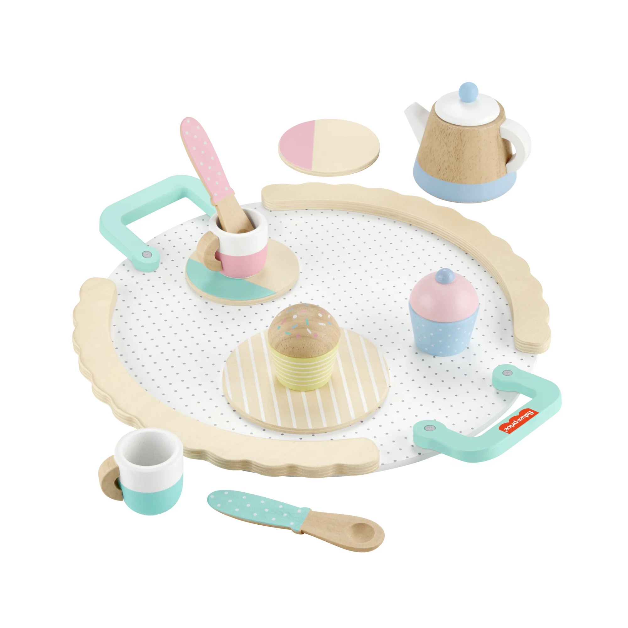 Fisher-Price Wooden Tea Party Set for Preschool Pretend Play, 12 Wood Pieces, Ages 3-5 Years | Walmart (US)