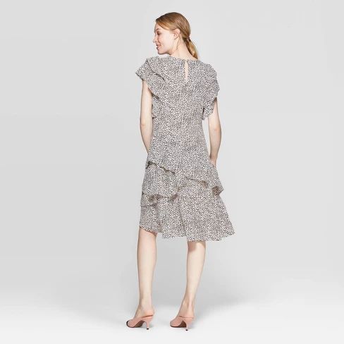 Women's Leopard Print Short Sleeve Scoop Neck Asymmetric A Line Dress - Who What Wear™ Pink | Target